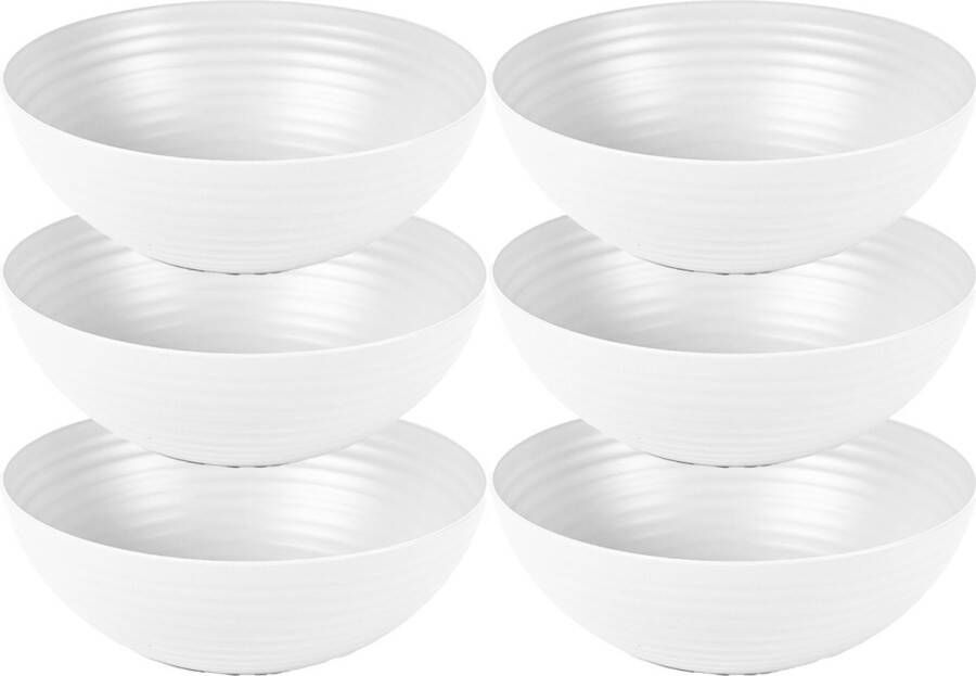 Forte Plastics Plasticforte Kommetjes schaaltjes 6x Dessert ontbijt Kunststof D13 cm Ivoor wit Kommetjes