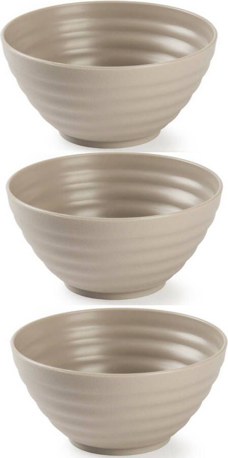 Forte Plastics Set van 6x kommetjes schaaltjes Dessert ontbijt Kunststof D14 cm Taupe Kommetjes