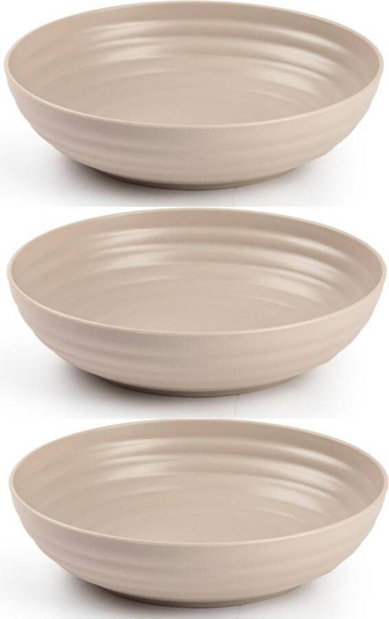 Forte Plastics Set van 6x kommetjes schaaltjes Dessert ontbijt Kunststof D22 cm Taupe Kommetjes