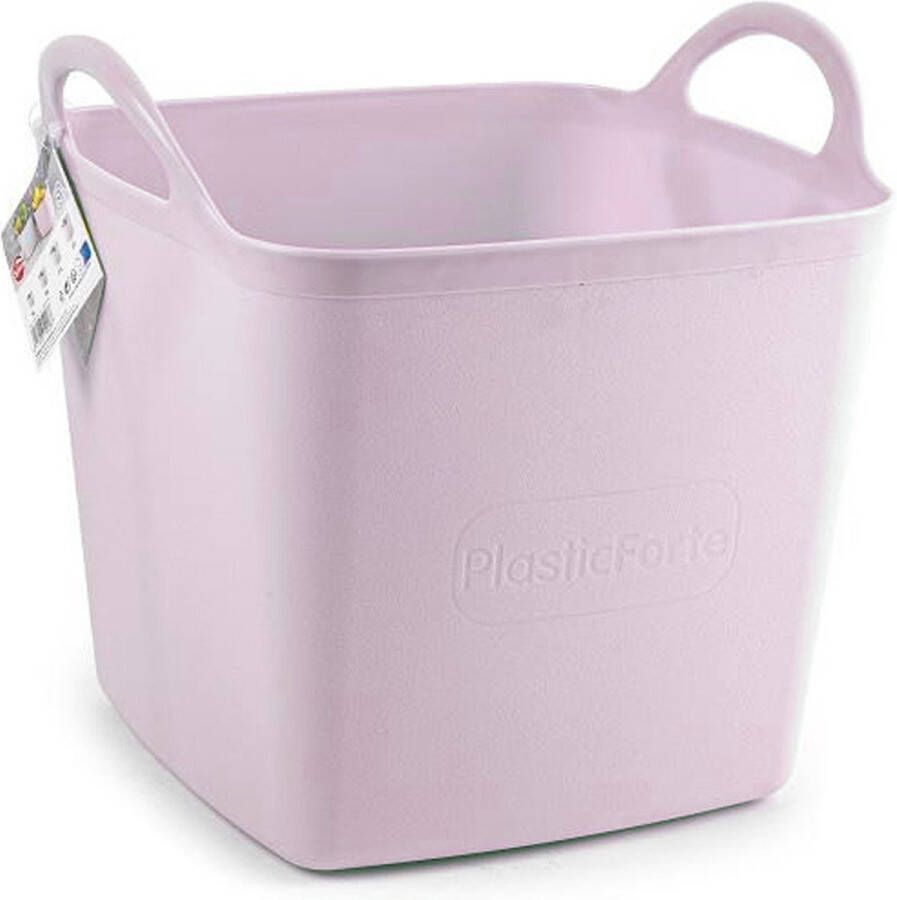 Forte Plastics Plasticforte Kuip emmer wasmand flexibel roze 27 liter vierkant kunststof Wasmanden