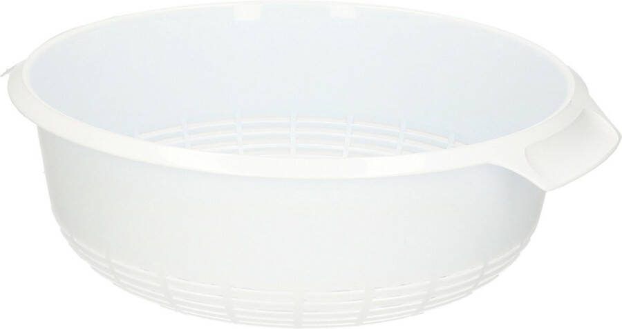 Forte Plastics Kunststof keuken vergiet wit 21 x 21 x 9 cm laag model Vergieten