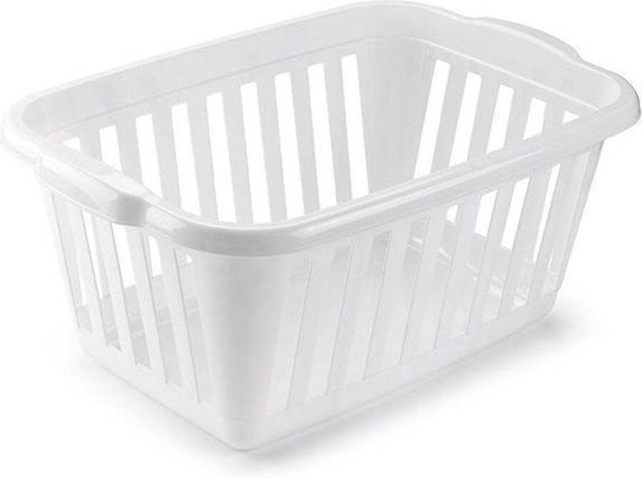 PLASTICFORTE Kunststof open wasmand van 35 liter in het wit Badkamer wasmanden