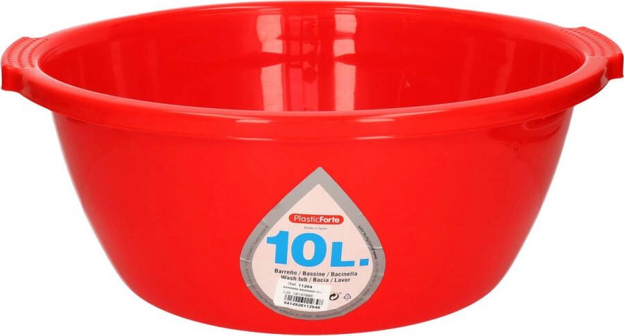 Forte Plastics Kunststof teiltje afwasbak rond 10 liter rood Afmetingen 39 x 37 x 16 cm Huishouden