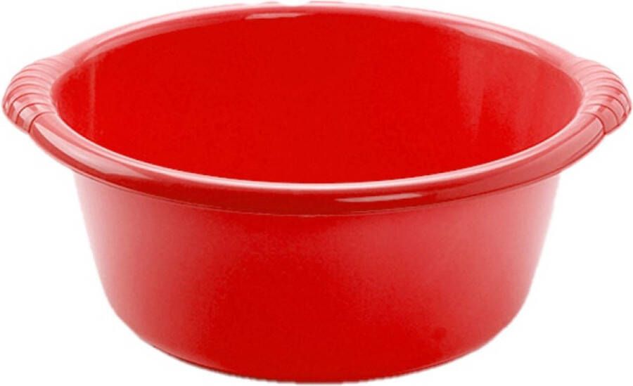 Forte Plastics Set van 2x stuks kunststof teiltjes afwasbakken rond 10 liter rood Afmetingen 40 x 38 x 15 cm Huishouden