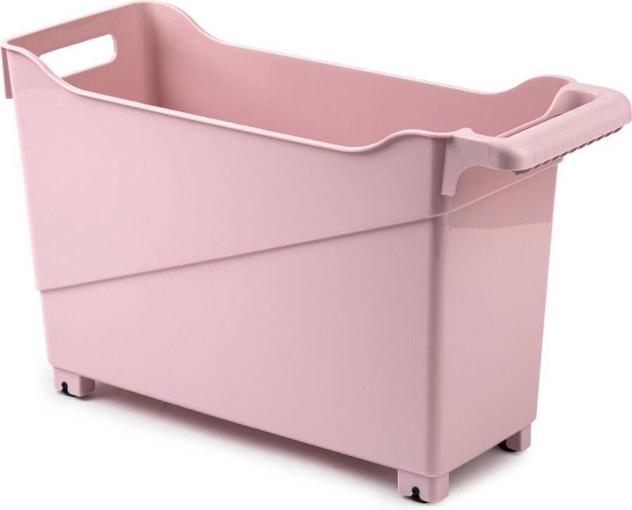 Forte Plastics Kunststof trolley pastel roze op wieltjes L45 x B17 x H29 cm Voorraad opberg boxen bakken