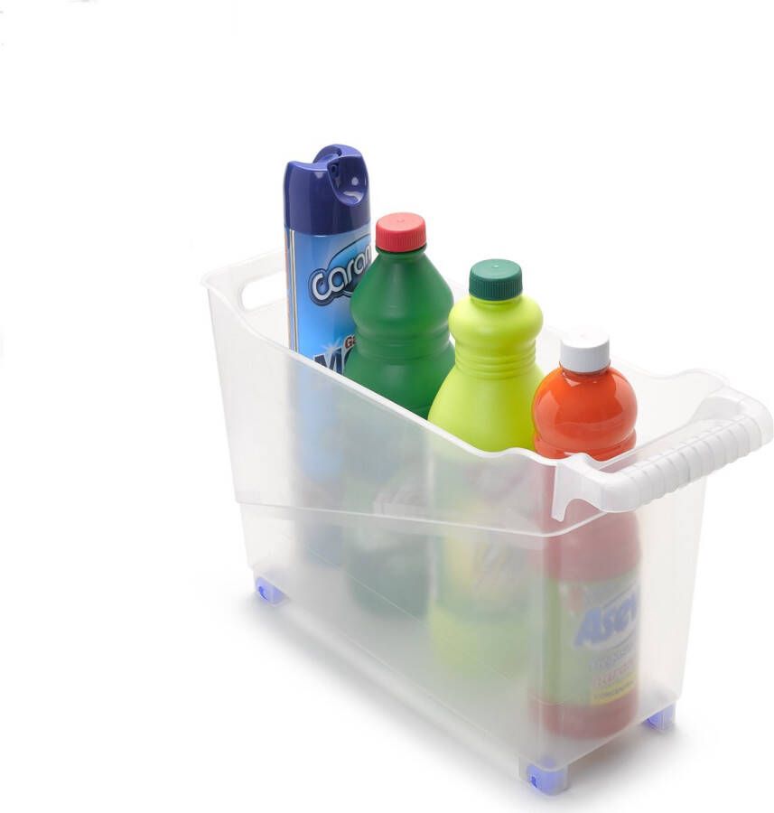 Forte Plastics Kunststof trolley transparant op wieltjes L45 x B17 x H29 cm Voorraad opberg boxen bakken