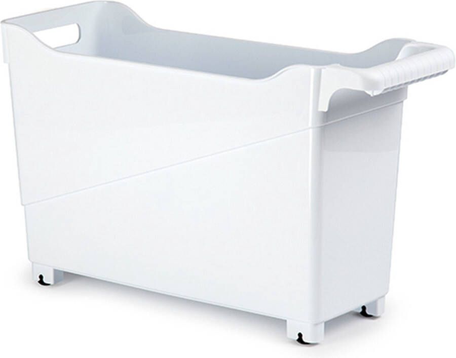 Forte Plastics Kunststof trolley wit op wieltjes L45 x B17 x H29 cm Voorraad opberg boxen bakken