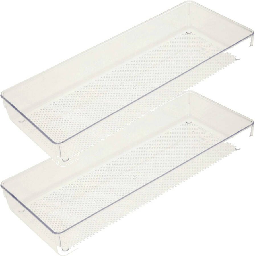 PLASTICFORTE Lade organizer Skuff 2x transparant kunststof 15 x 37 5 x 5 cm modulair ladeverdeler