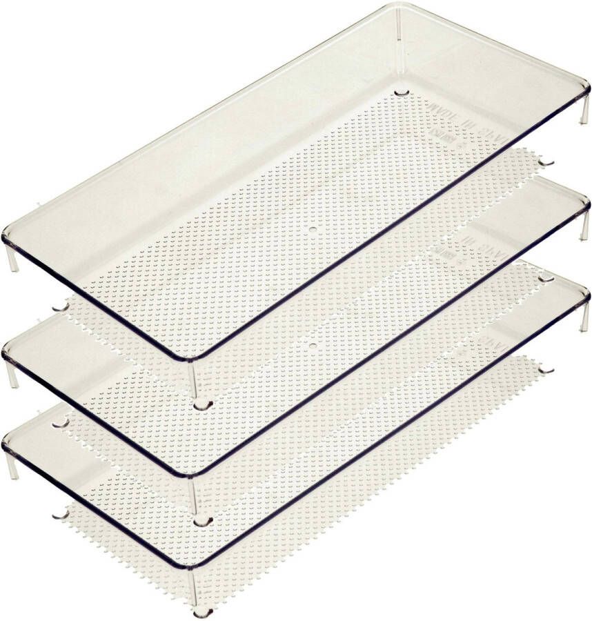 PLASTICFORTE Lade organizer Skuff 3x transparant kunststof 30 x 15 x 5 cm modulair ladeverdeler