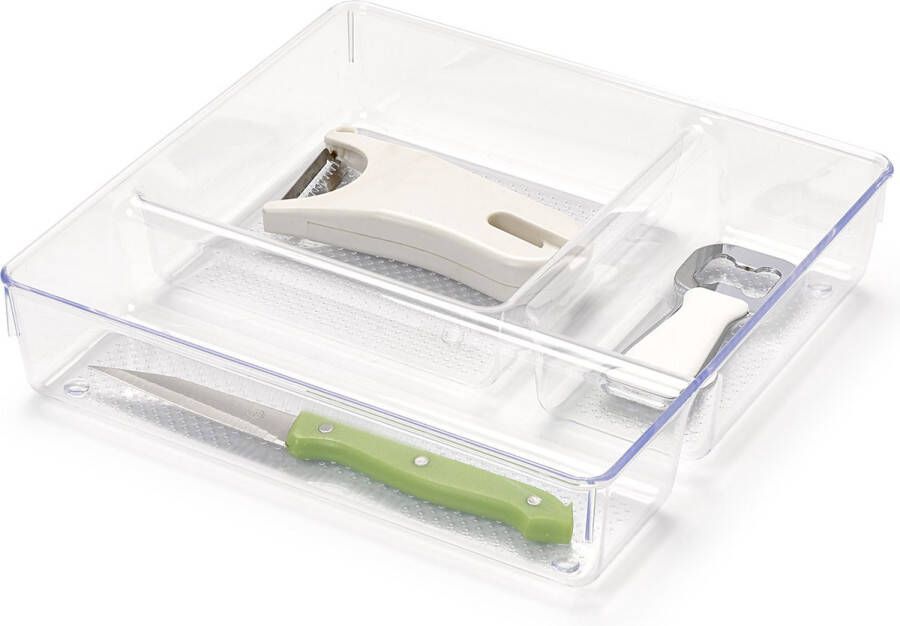 PLASTICFORTE Lade organizer Skuff transparant kunststof 23 x 23 x 5 cm modulair ladeverdeler