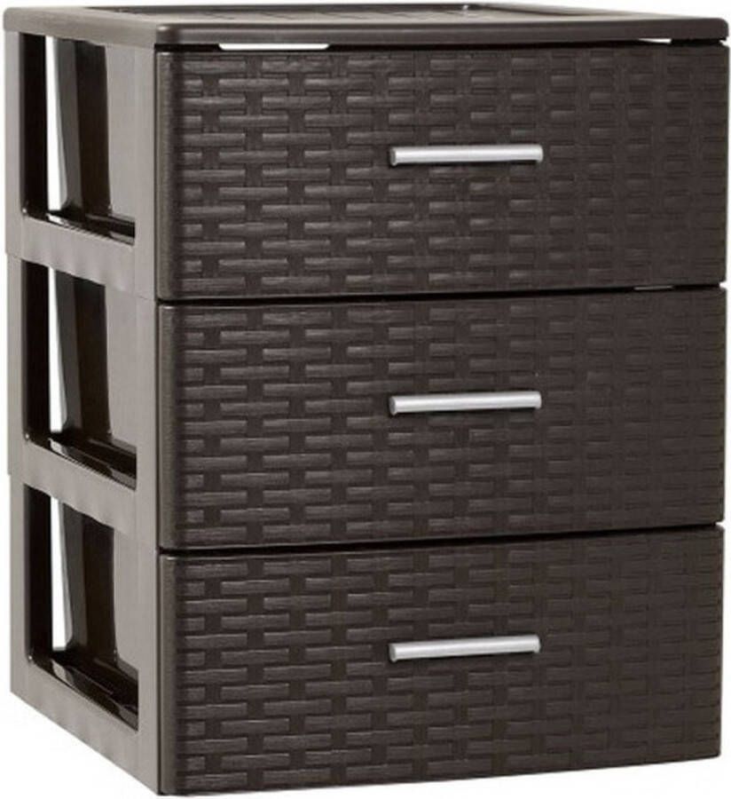 PLASTICFORTE Ladeblok bureau organizer met 3 lades rotan bruin 39 5 x 36 5 x 46 5 cm Ladeblokken kantoorartikelen