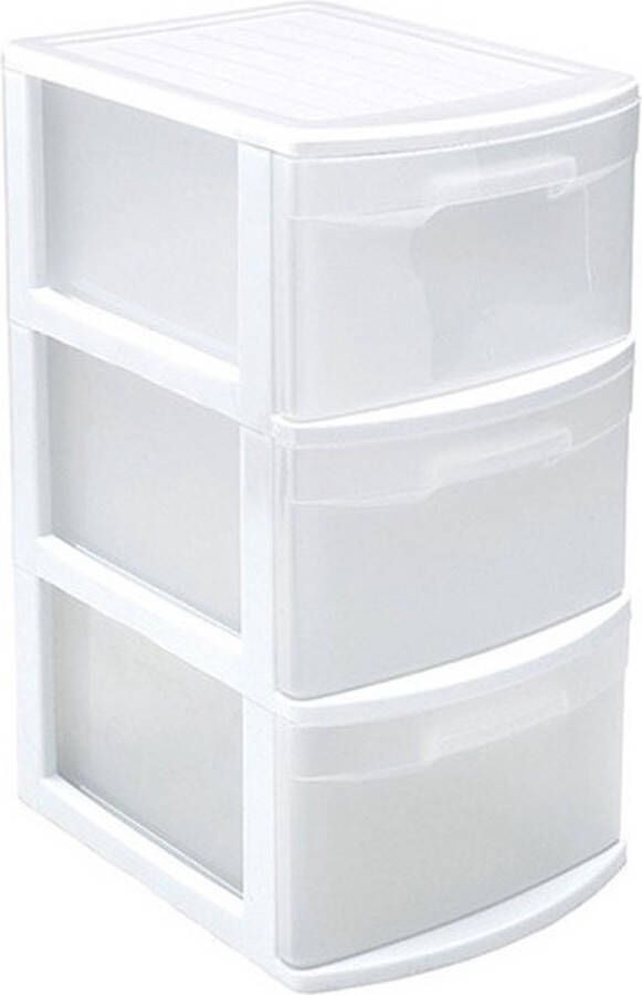 PLASTICFORTE Ladeblok bureau organizer met 3 lades wit transparant 39 x 29 x 59 cm Ladeblokken organisers kantoorartikelen benodigdheden