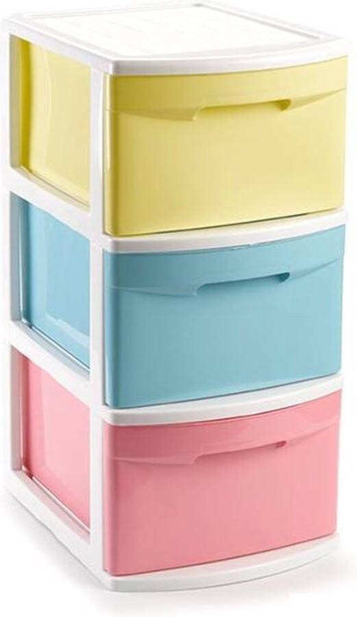 PLASTICFORTE Ladeblok bureau organizer met 3x lades multi-color wit L39 x B28.5 x H58.5 cm Opruimen opbergen laatjes