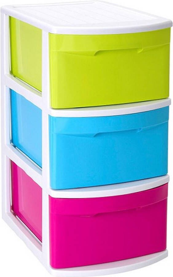 PLASTICFORTE Ladeblok bureau organizer met 3x lades multi-color wit L39 x B28.5 x H58.5 cm Opruimen opbergen laatjes