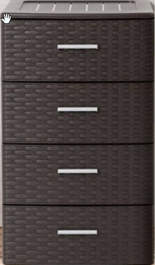 PLASTICFORTE Ladeblok bureau organizer met 4 lades rotan bruin 39 5 x 36 5 x 61 5 cm Ladeblokken kantoorartikelen