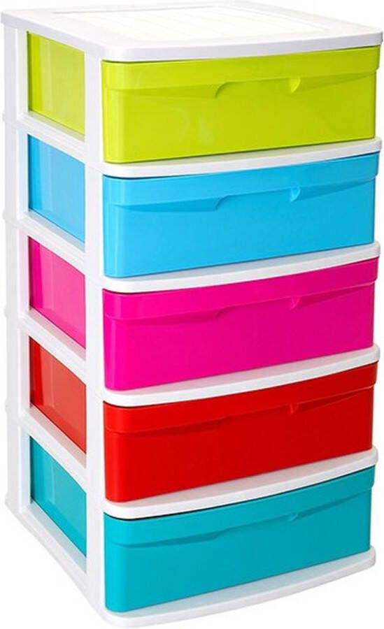 PLASTICFORTE Ladeblok bureau organizer met 5x lades multi-color wit L40 x B39 x H81 cm Opruimen opbergen laatjes