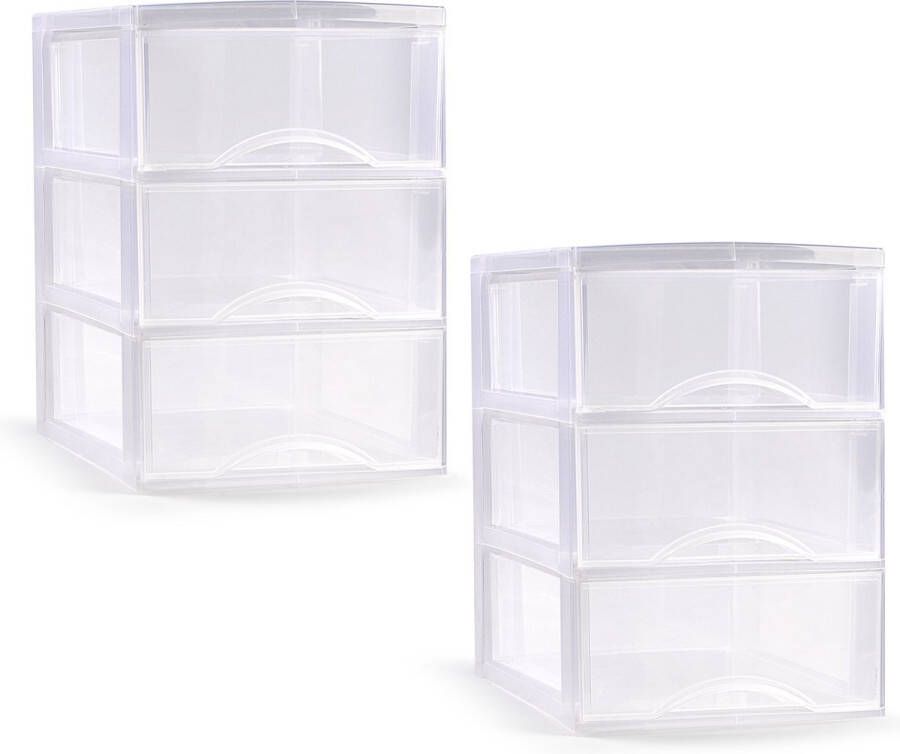 PLASTICFORTE ladeblokje bureau organizer 2x 3 lades transparant L26 x B37 x H37 cm