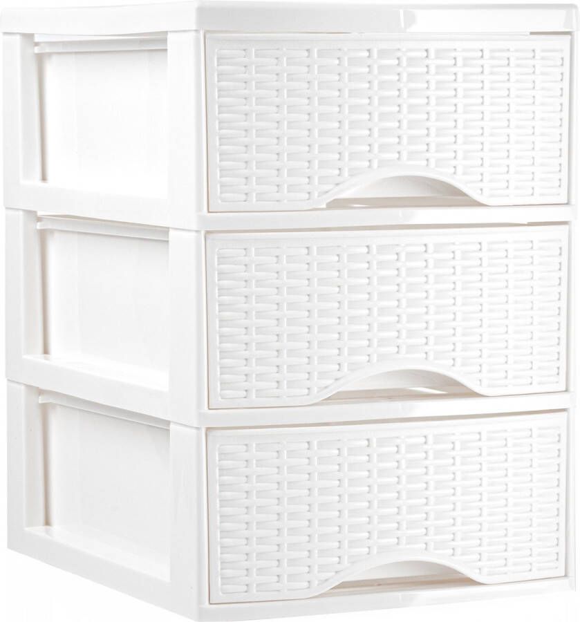 Forte Plastics Plasticforte Ladeblokje bureau organizer 3x lades ivoor wit L18 x B25 x H33 cm Ladeblok