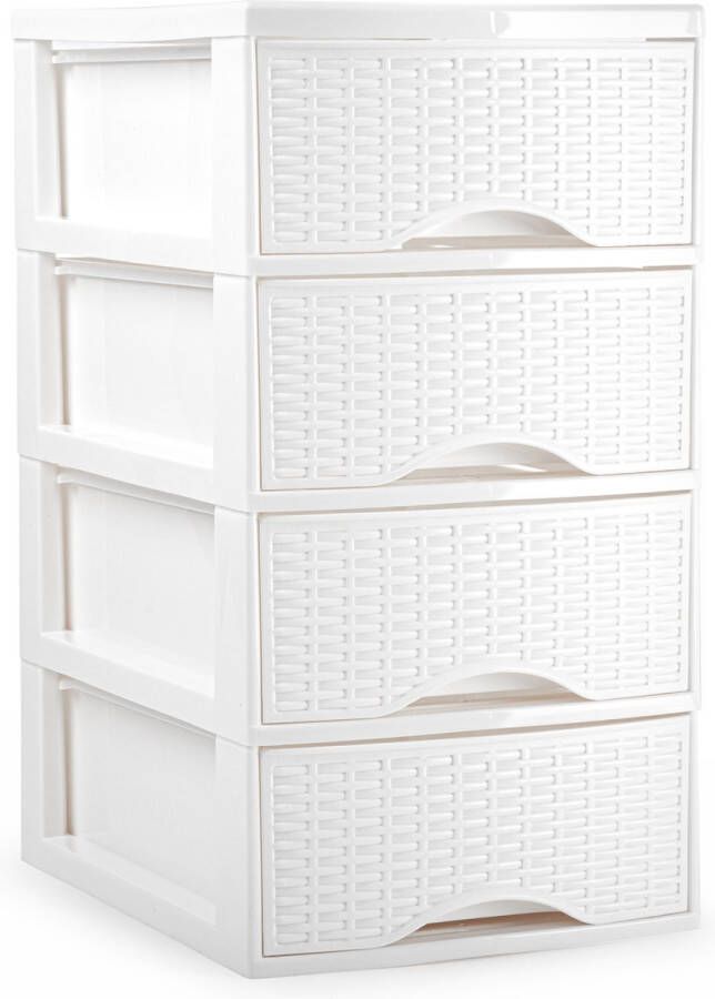 Forte Plastics Plasticforte Ladeblokje bureau organizer 4x lades wit L18 x B25 x H33 cm Ladeblok