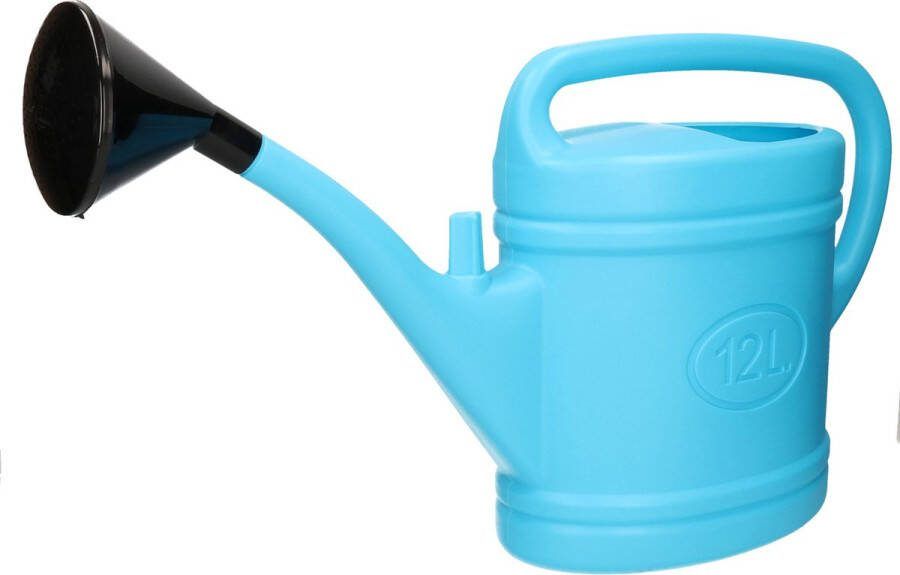 PLASTICFORTE Lichtblauwe tuin planten gieter met broeskop 12 liter Planten water geven Kunststof 70 x 19 x 41 cm