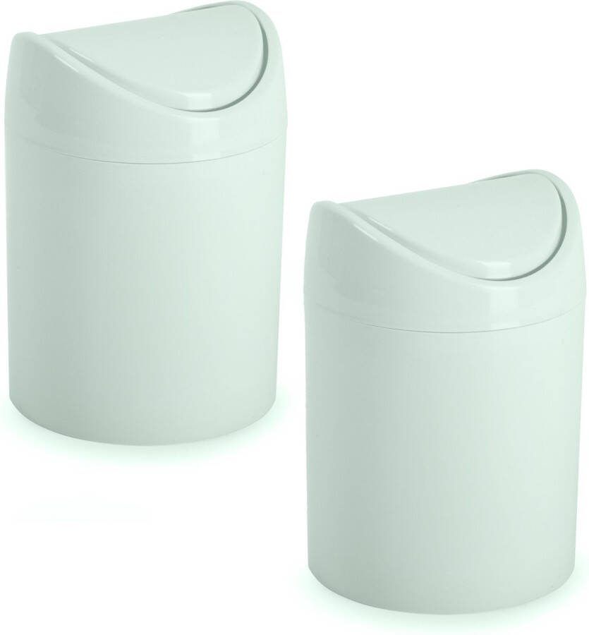 Forte Plastics Plasticforte mini prullenbakje 2x mintgroen kunststof keuken aanrecht 12 x 17 cm Prullenbakken