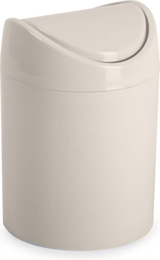 Forte Plastics Plasticforte Mini prullenbakje beige kunststof met klepdeksel keuken aanrecht model 1 4 Liter 12 x 17 cm P