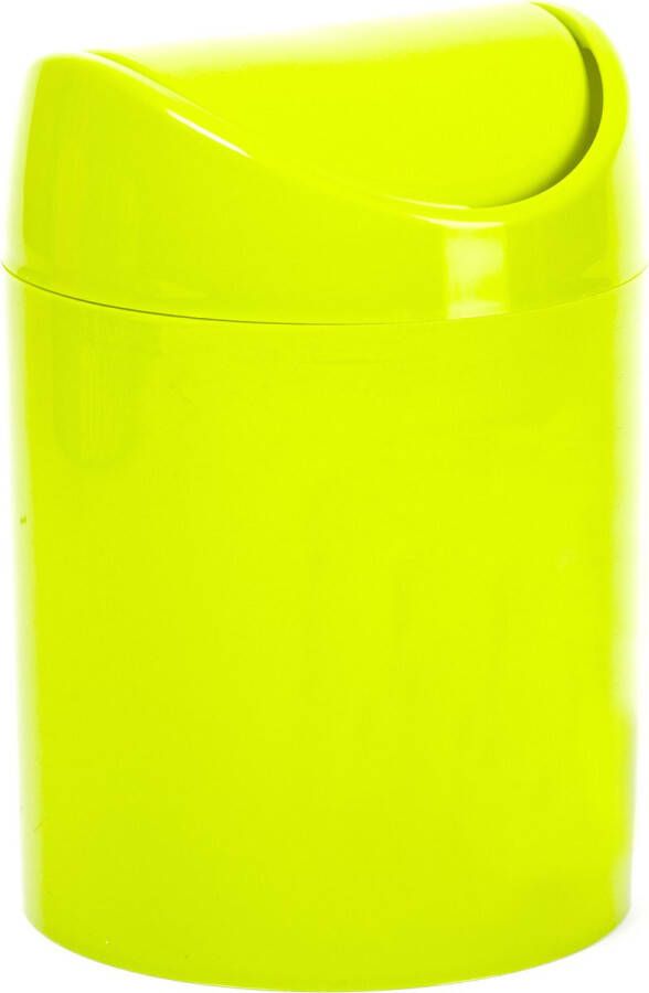 PLASTICFORTE Mini prullenbakje groen kunststof met klepdeksel keuken aanrecht tafel model 1 4 Liter 12 x 17 cm