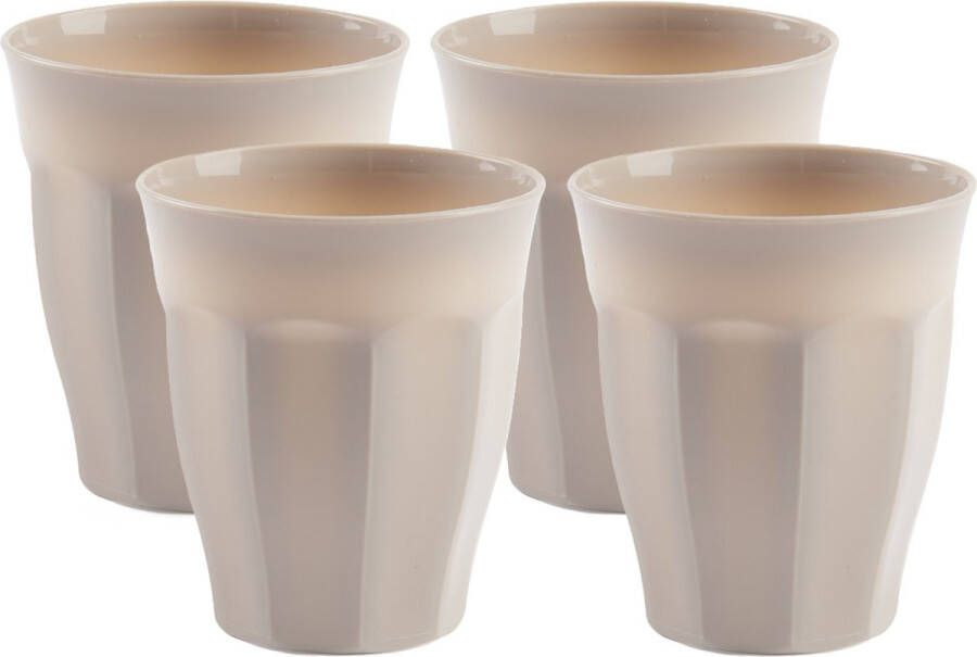 PLASTICFORTE onbreekbare Picardi drinkglazen 10x stuks kunststof beige 250 ml camping outdoor kinderen limonade glazen