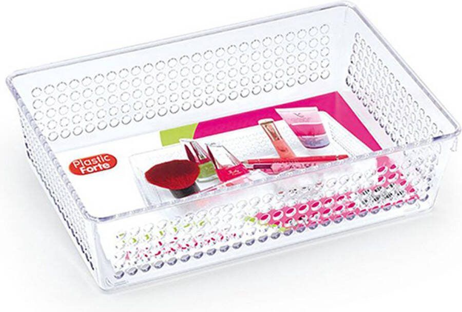 Forte Plastics PlasticForte Opberg bakje mandje organizer 24 x 16 cm transparant kunststof Opbergbox
