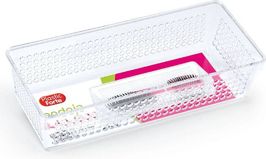 Forte Plastics PlasticForte Opbergbakje mandje organizer 26x11 cm transparant Opbergbox