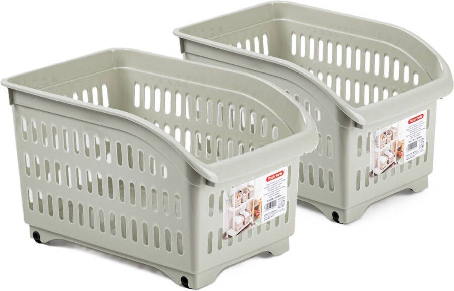 Forte Plastics Plasticforte opberg Trolley Container 2x beige L30 x B18 x H19 cm kunststof Opberg trolley