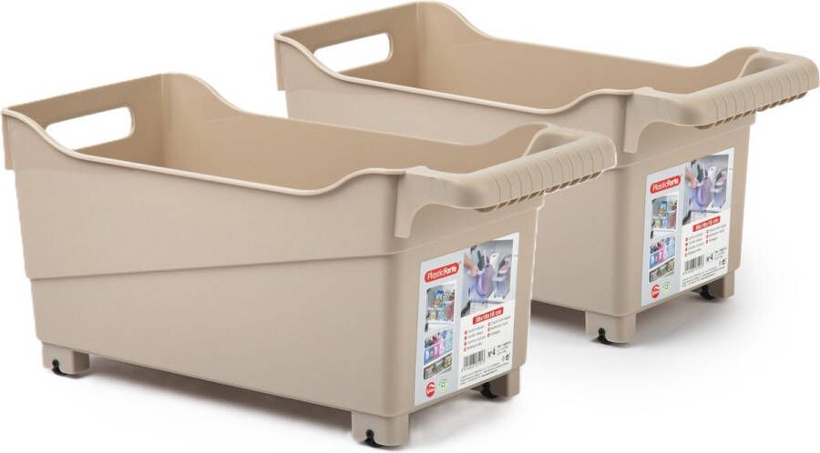 Forte Plastics Plasticforte opberg Trolley Container 2x beige L38 x B18 x H18 cm kunststof Opberg trolley