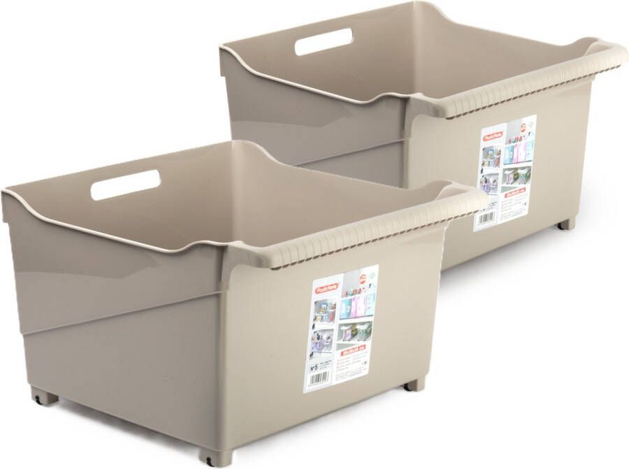 Forte Plastics Plasticforte opberg Trolley Container 2x beige L39 x B38 x H26 cm kunststof Opberg trolley