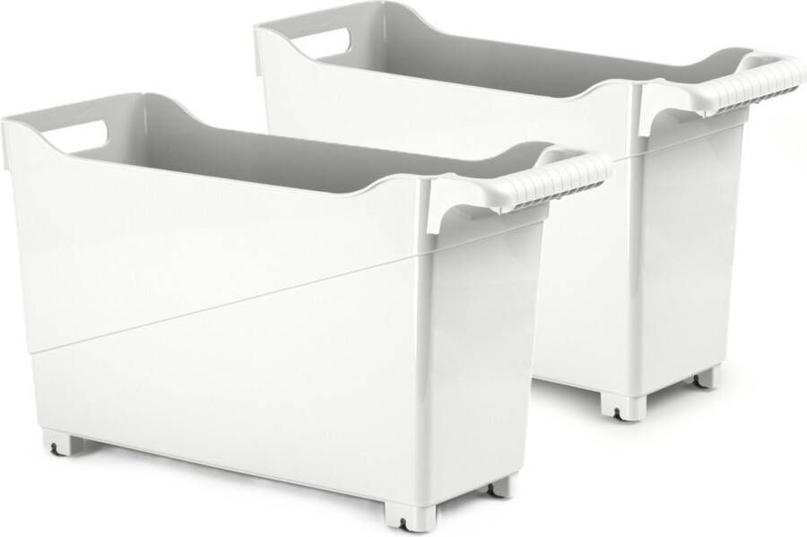 Forte Plastics Plasticforte opberg Trolley Container 2x ivoor wit L45 x B17 x H29 cm kunststof Opberg trolley