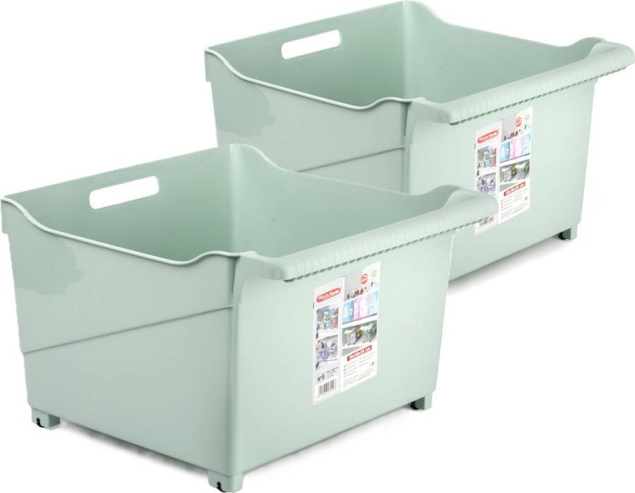 Forte Plastics Plasticforte opberg Trolley Container 2x mintgroen L39 x B38 x H26 cm kunststof Opberg trolley