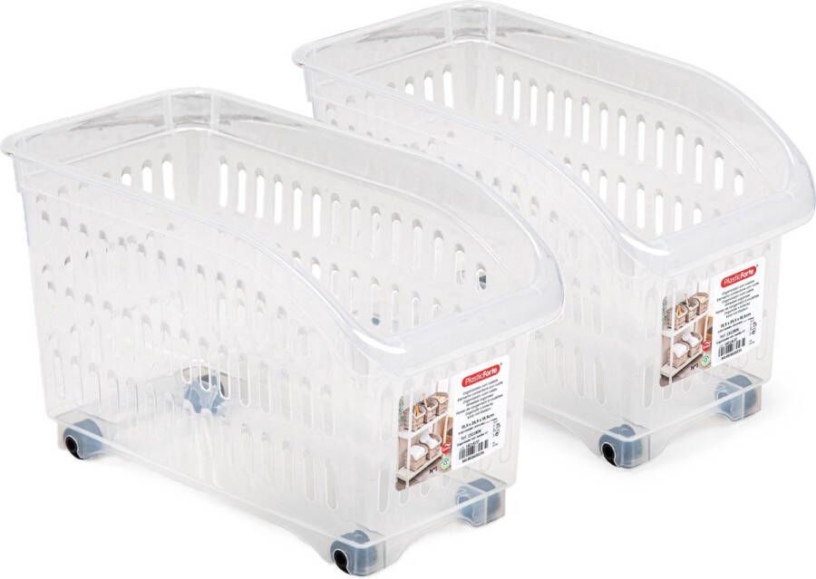 Forte Plastics Plasticforte opberg Trolley Container 2x transparant L30 x B15 x H18 cm kunststof Opberg trolley