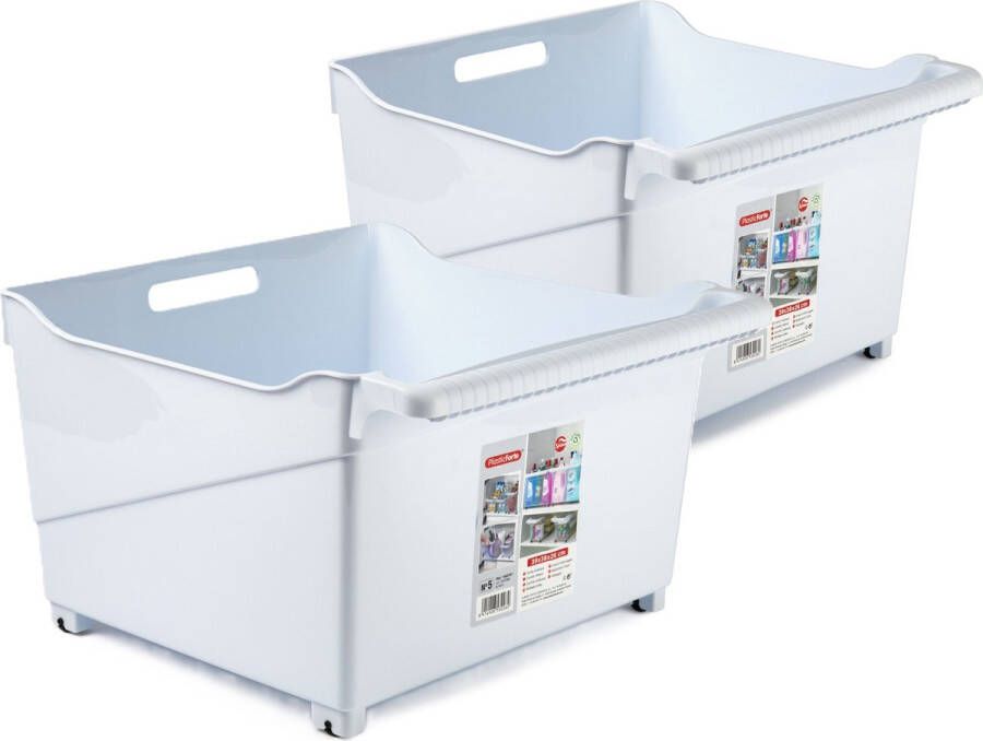 Forte Plastics Plasticforte opberg Trolley Container 2x wit L39 x B38 x H26 cm kunststof Opberg trolley