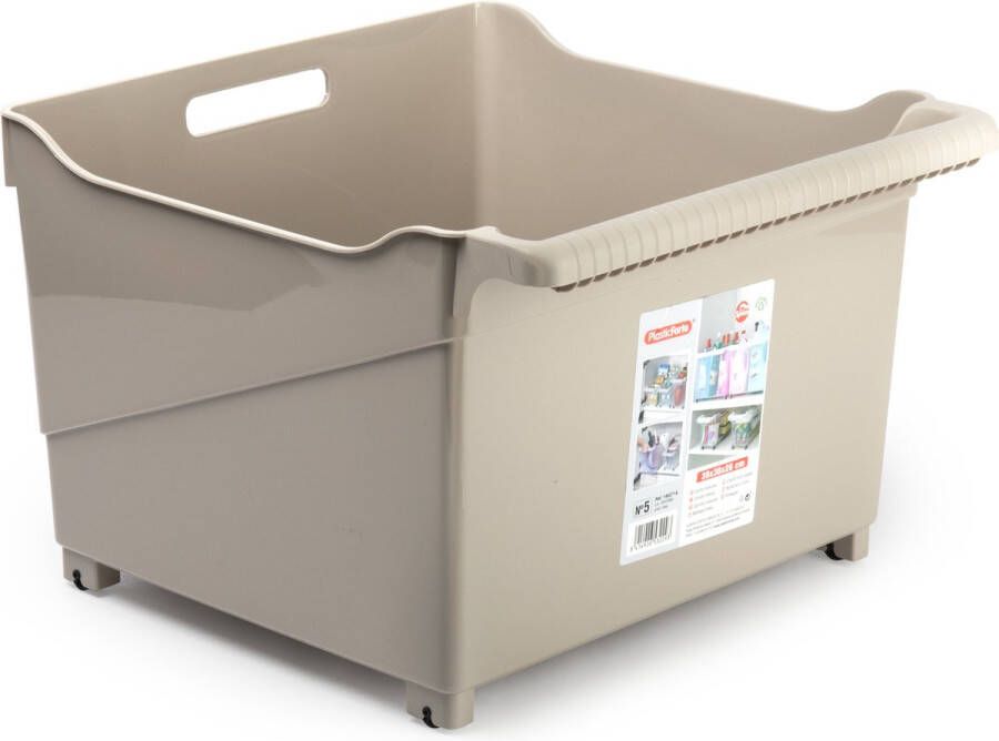 Forte Plastics Plasticforte opberg Trolley Container beige op wieltjes L39 x B38 x H26 cm kunststof Opberg trolley