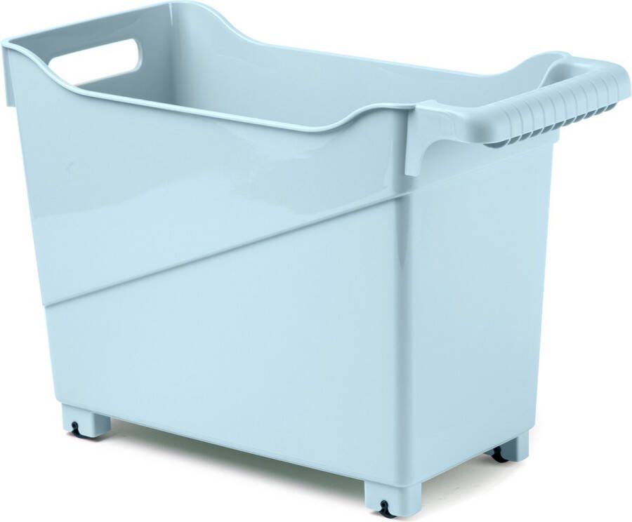 Forte Plastics Plasticforte opberg Trolley Container ijsblauw op wieltjes L38 x B18 x H26 cm kunststof Opberg trolley