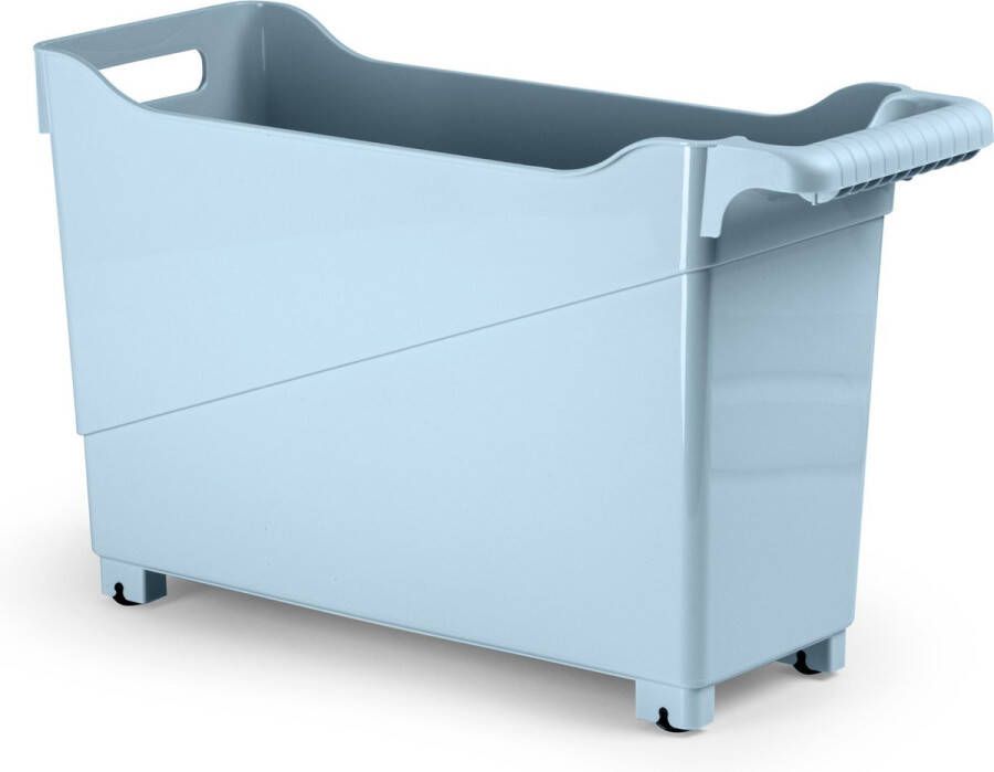 Forte Plastics Plasticforte opberg Trolley Container ijsblauw op wieltjes L45 x B17 x H29 cm kunststof Opberg trolley