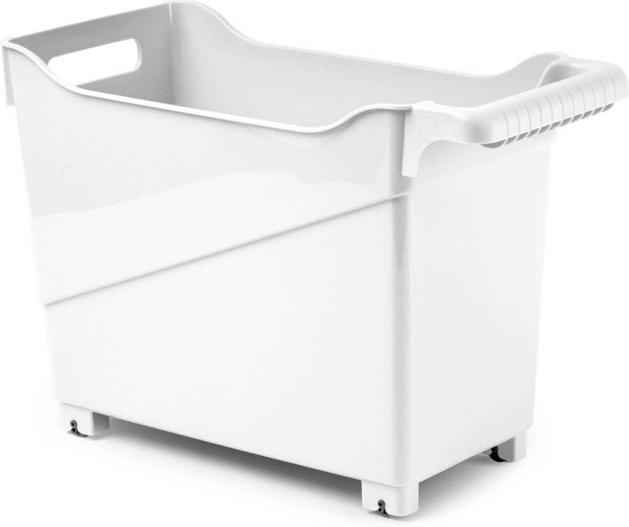 Forte Plastics Plasticforte opberg Trolley Container ivoor wit op wieltjes L38 x B18 x H26 cm kunststof Opberg trolley