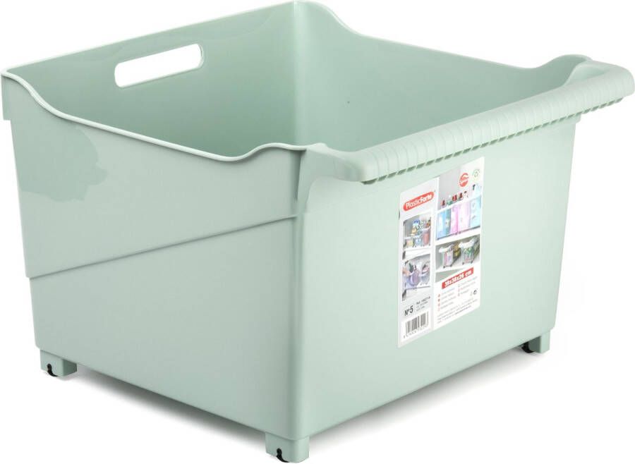 Forte Plastics Plasticforte opberg Trolley Container mintgroen op wieltjes L39 x B38 x H26 cm kunststof Opberg trolley