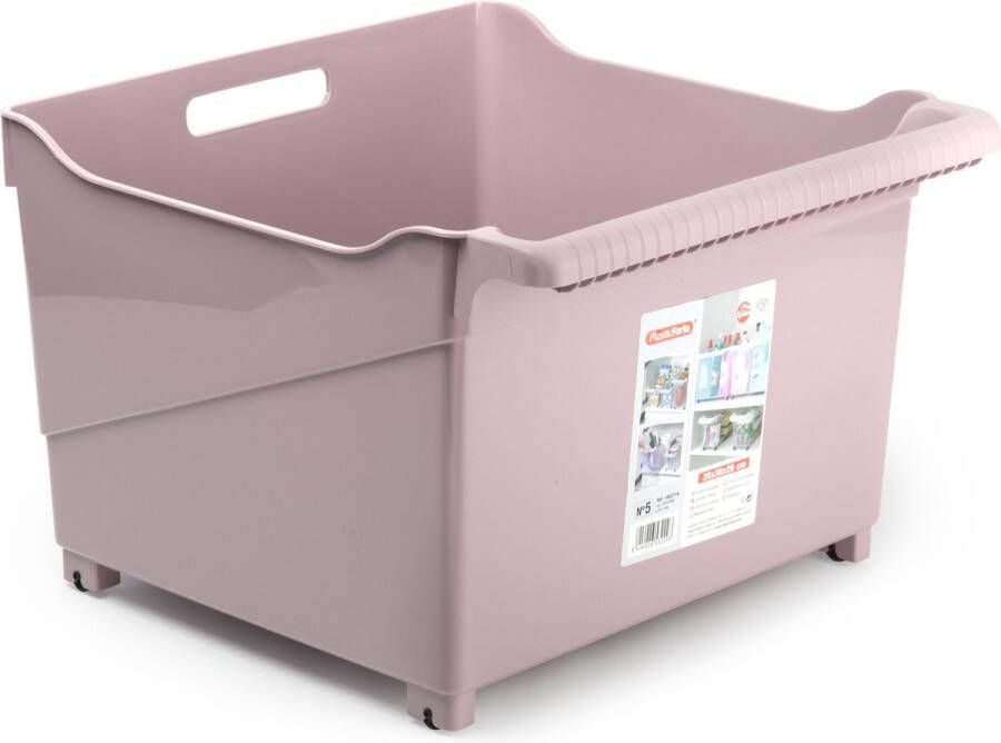 Forte Plastics Plasticforte opberg Trolley Container roze op wieltjes L39 x B38 x H26 cm kunststof Opberg trolley