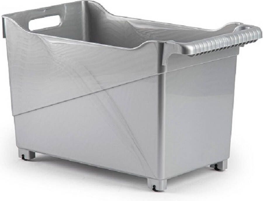 Forte Plastics Plasticforte opberg Trolley Container zilver op wieltjes L45 x B24 x H27 cm kunststof Opberg trolley