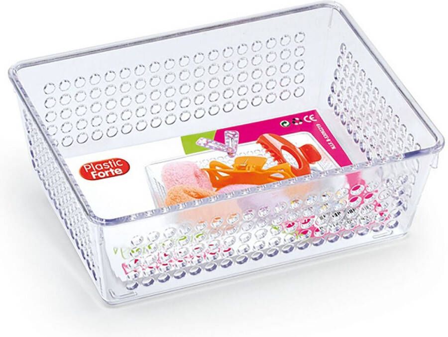 Forte Plastics PlasticForte Opbergbakje mandje organizer 18 x 13 cm transparant Opbergbox