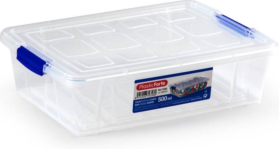 Forte Plastics Plasticforte Opbergbox met deksel -0 5 liter- transparant kunststof Opbergbox