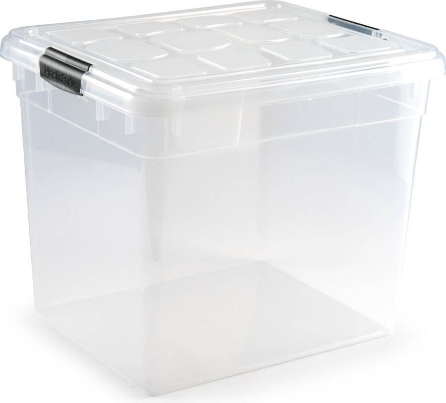 Forte Plastics 1x stuks Opslagbakken organizers met deksel 35 liter 42 x 36 x 35 cm transparant Opbergbakken