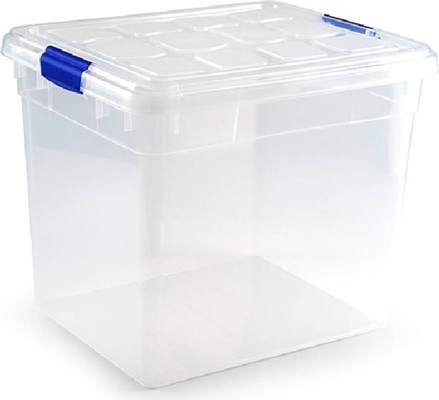 Forte Plastics 1x stuks Opslagbakken organizers met deksel 35 liter 42 x 36 x 35 cm transparant Opbergbakken