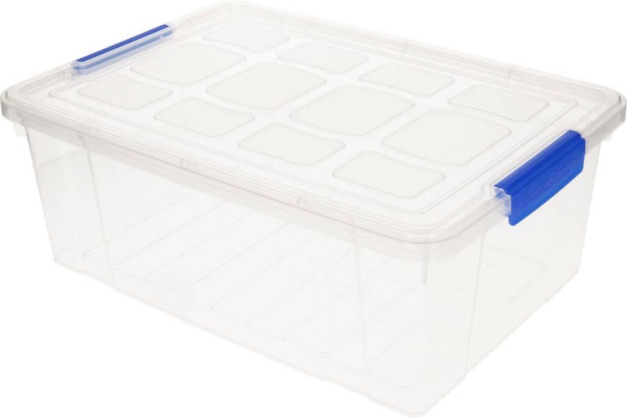 PLASTICFORTE Forte Plastics Opslag opberg bakken kisten manden met deksel 37 x 26 x 14 cm transparant Opbergbakken