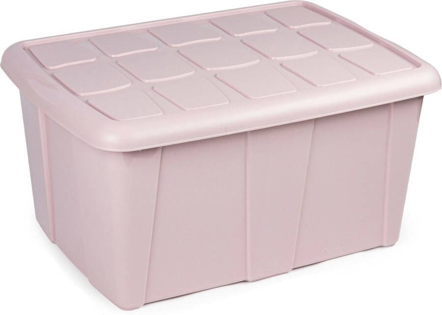 Forte Plastics Plasticforte Opslagbox met deksel Lichtroze 60L kunststof 63 x 46 x 32 cm Opbergbox